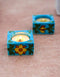 Blue Pottery Candle Holder Set Of 2pcs.